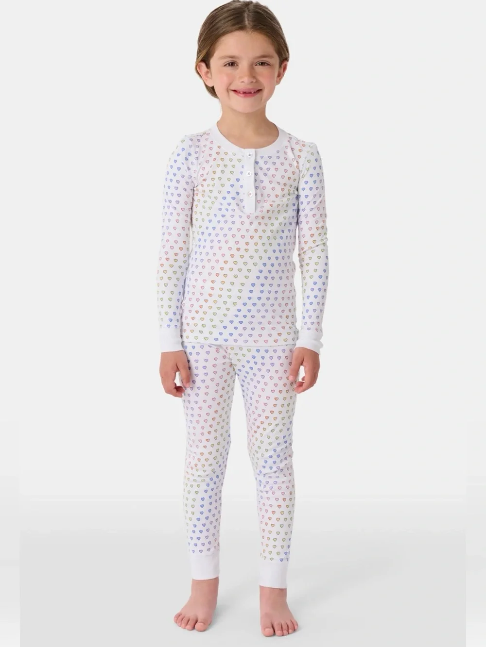 Roller Rabbit Rainbow Disco Hearts Long-Sleeve Pajama Set 100% Cotton NWOT 10